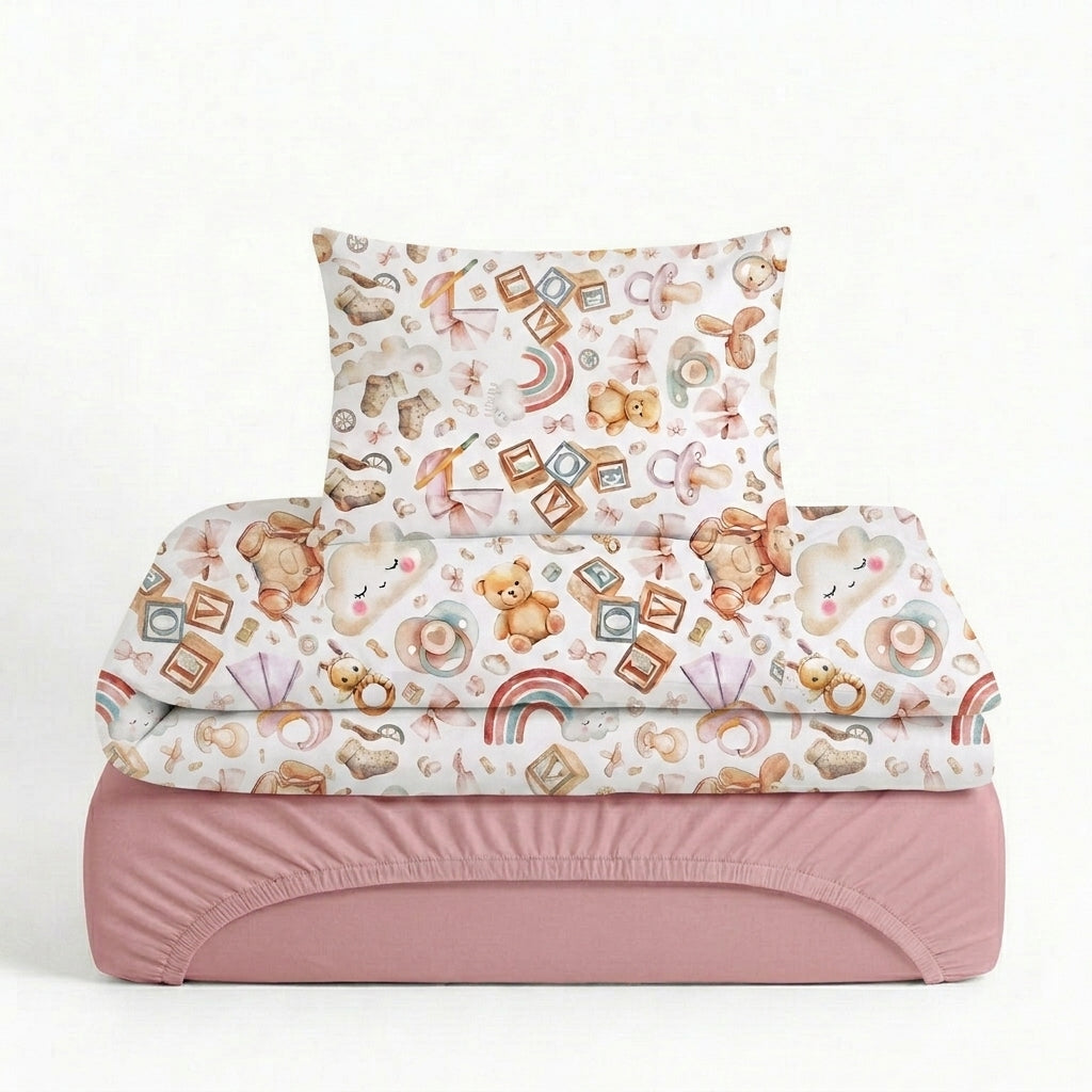 Parure de lit 3 pièces bébé en coton – Fille
