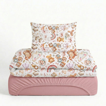 Parure de lit 3 pièces bébé en coton – Fille