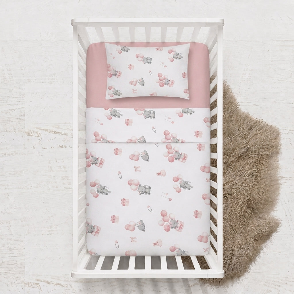 Parure de lit 3 pièces bébé en coton – Fille