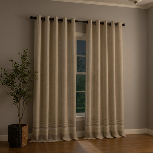Rideau occultant en lin beige