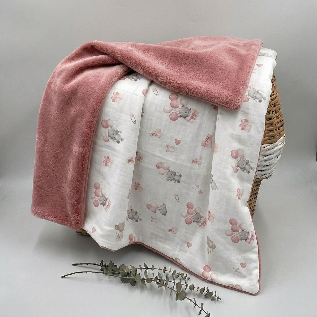 Plaid bébé double face doux – Fille
