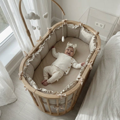 Tour de lit bébé à volants en lin
