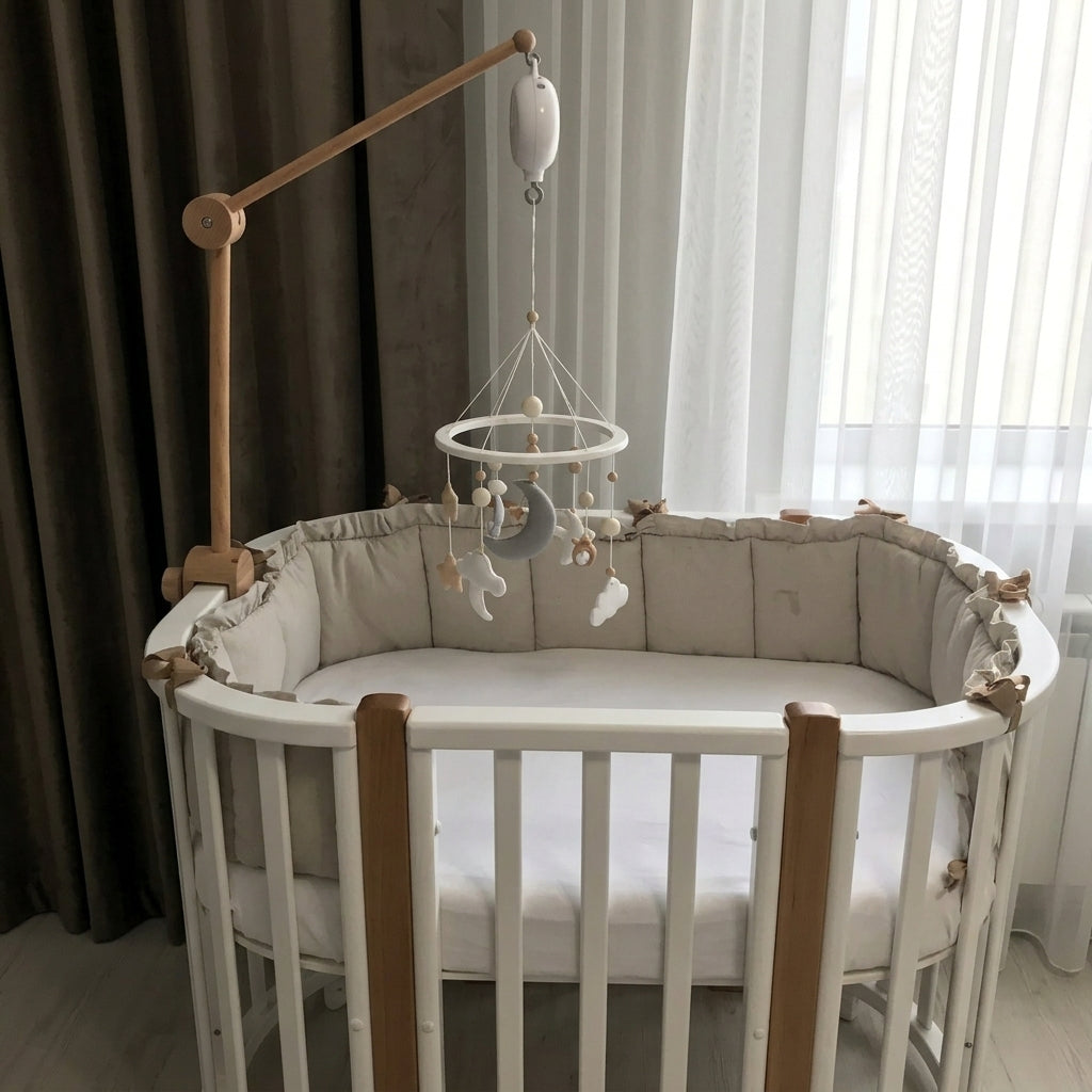 Tour de lit bébé à volants en lin