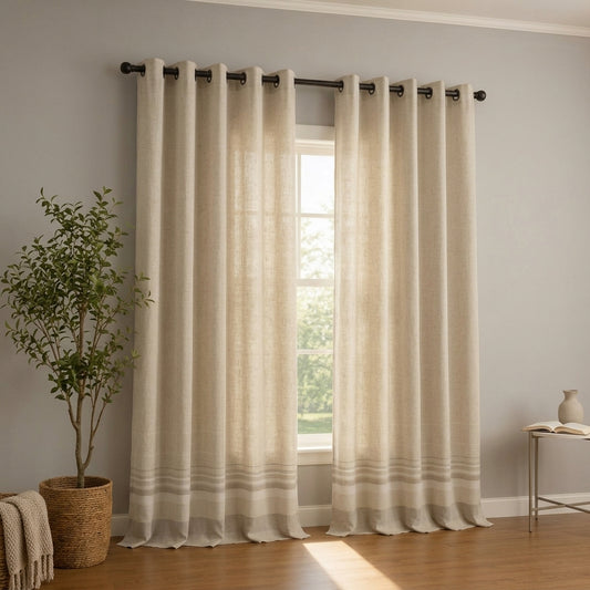 Rideau occultant en lin beige