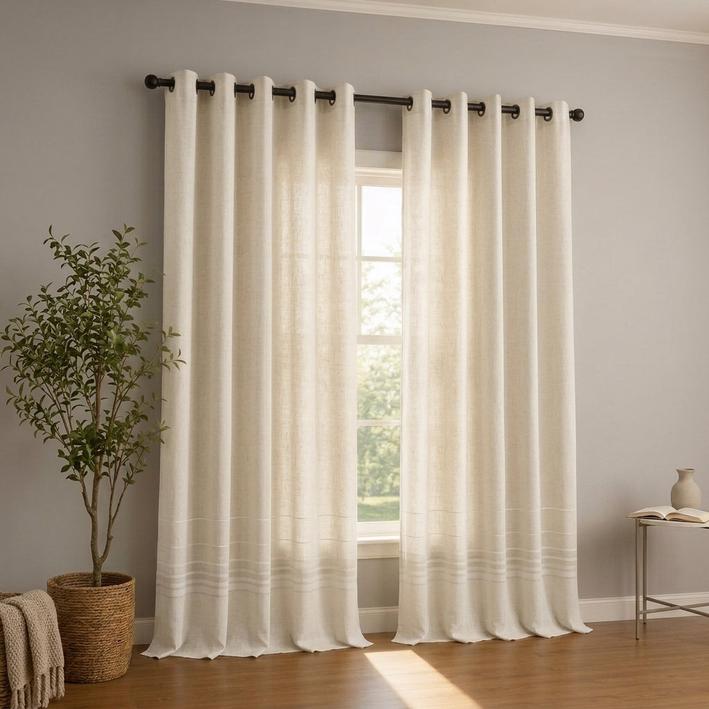 Rideau occultant en lin beige