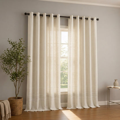 Rideau occultant en lin beige