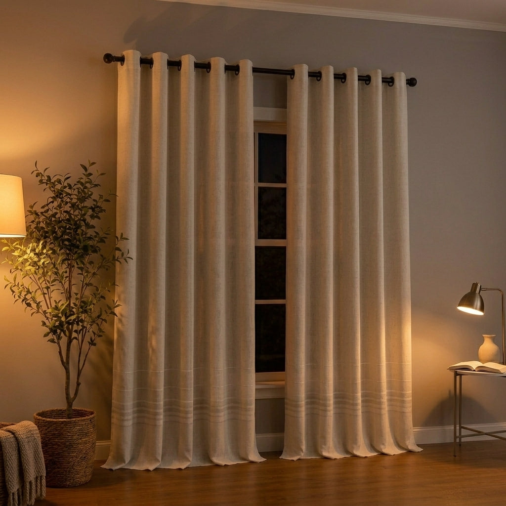 Rideau occultant en lin beige