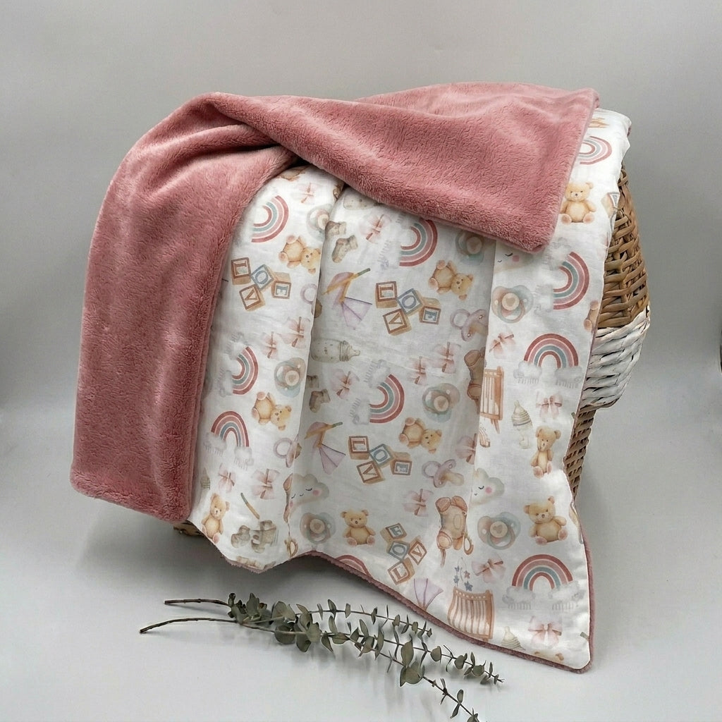 Plaid bébé double face doux – Fille