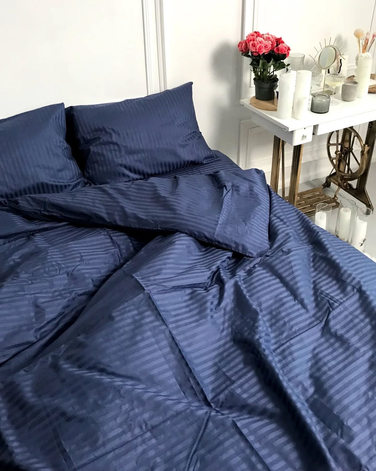 Parue de lit uni, en Satin de coton