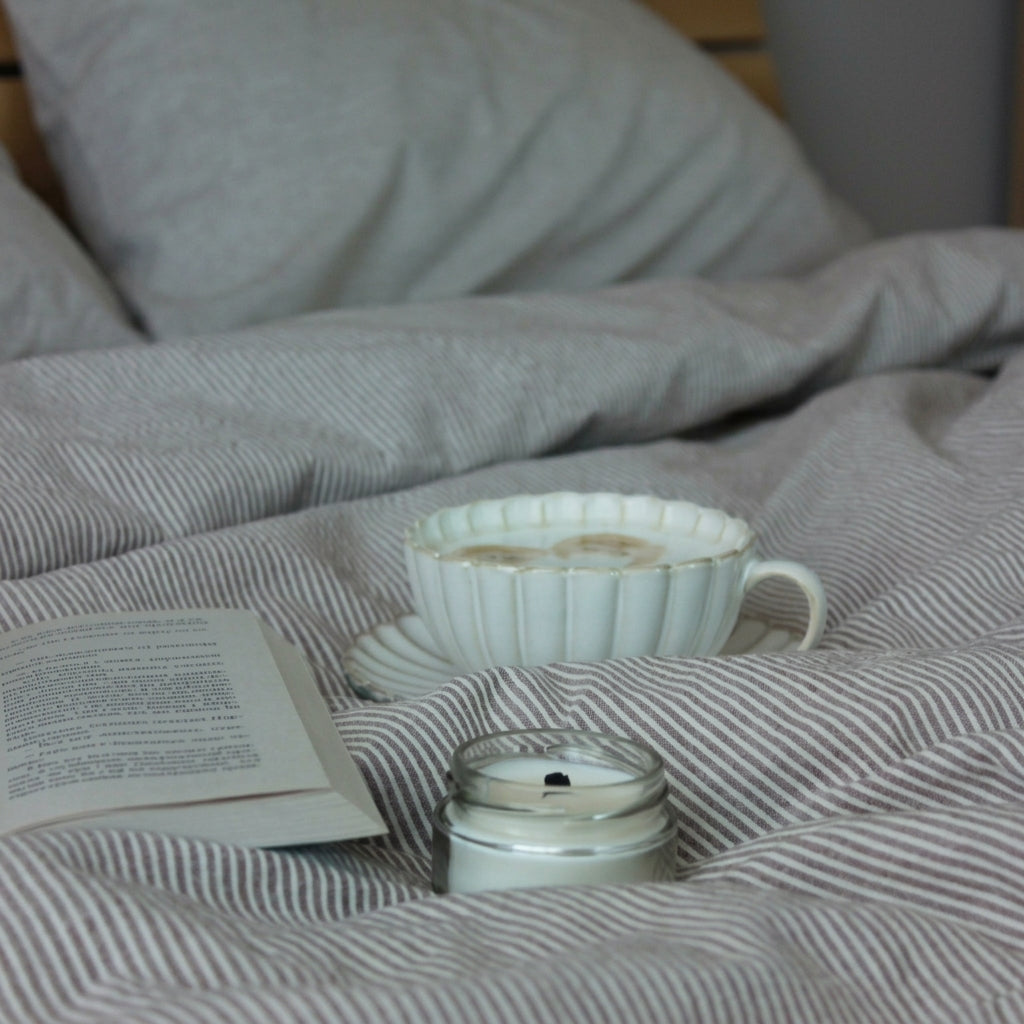 Parure de lit  100% Coton, effet lin