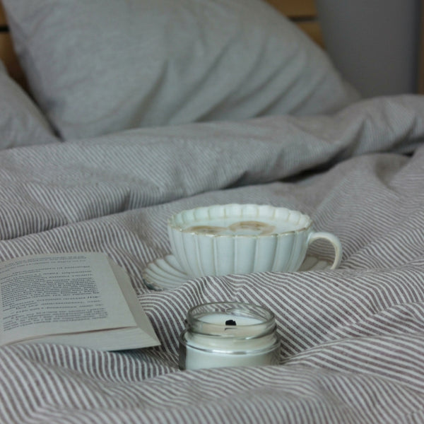Parure de lit  100% Coton, effet lin