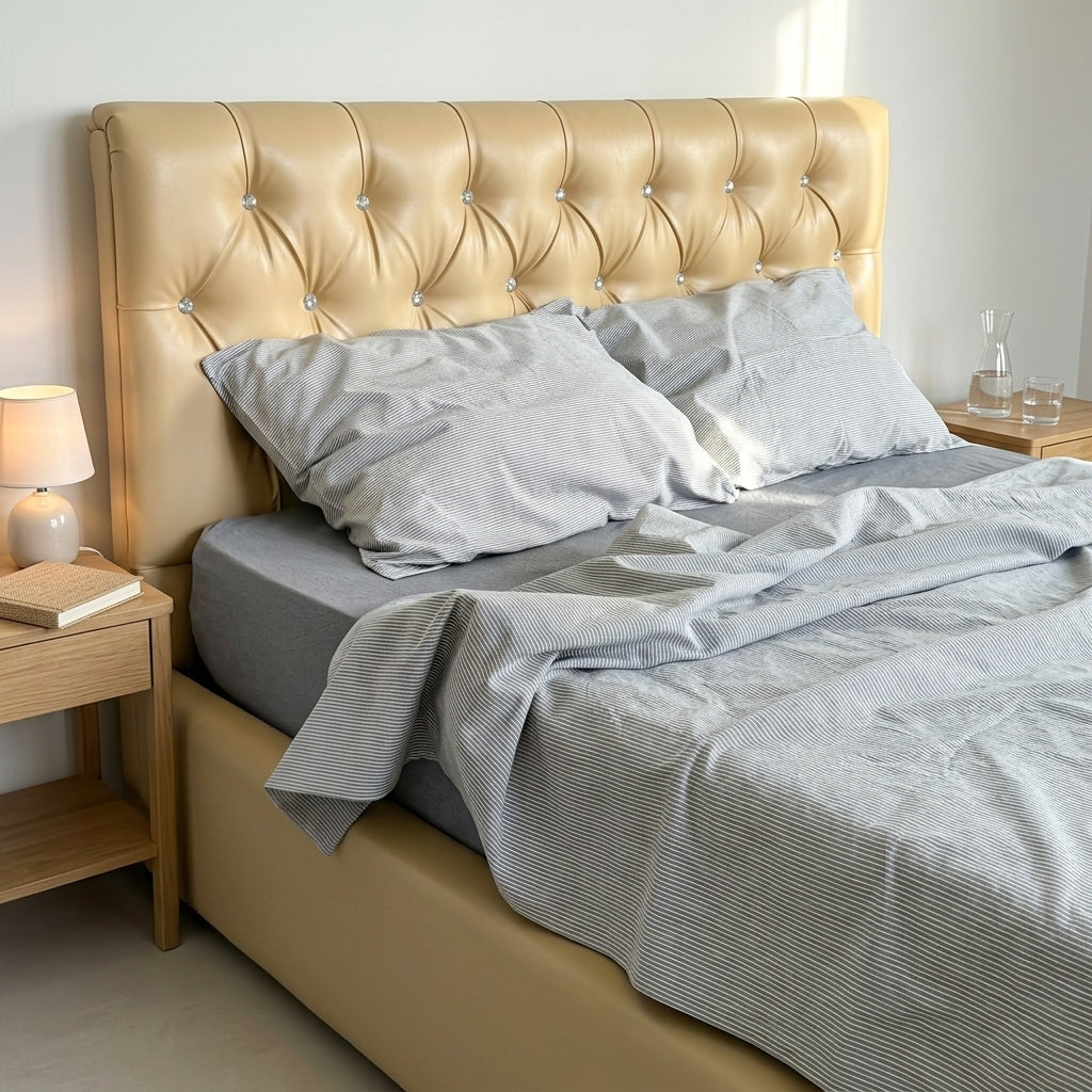 Parure de lit  100% Coton, effet lin