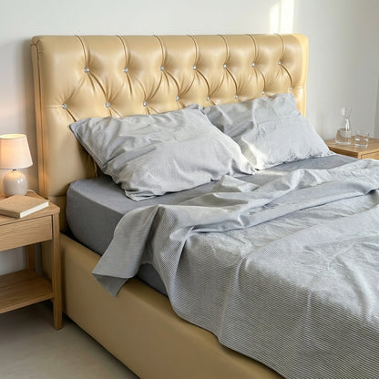 Parure de lit  100% Coton, effet lin