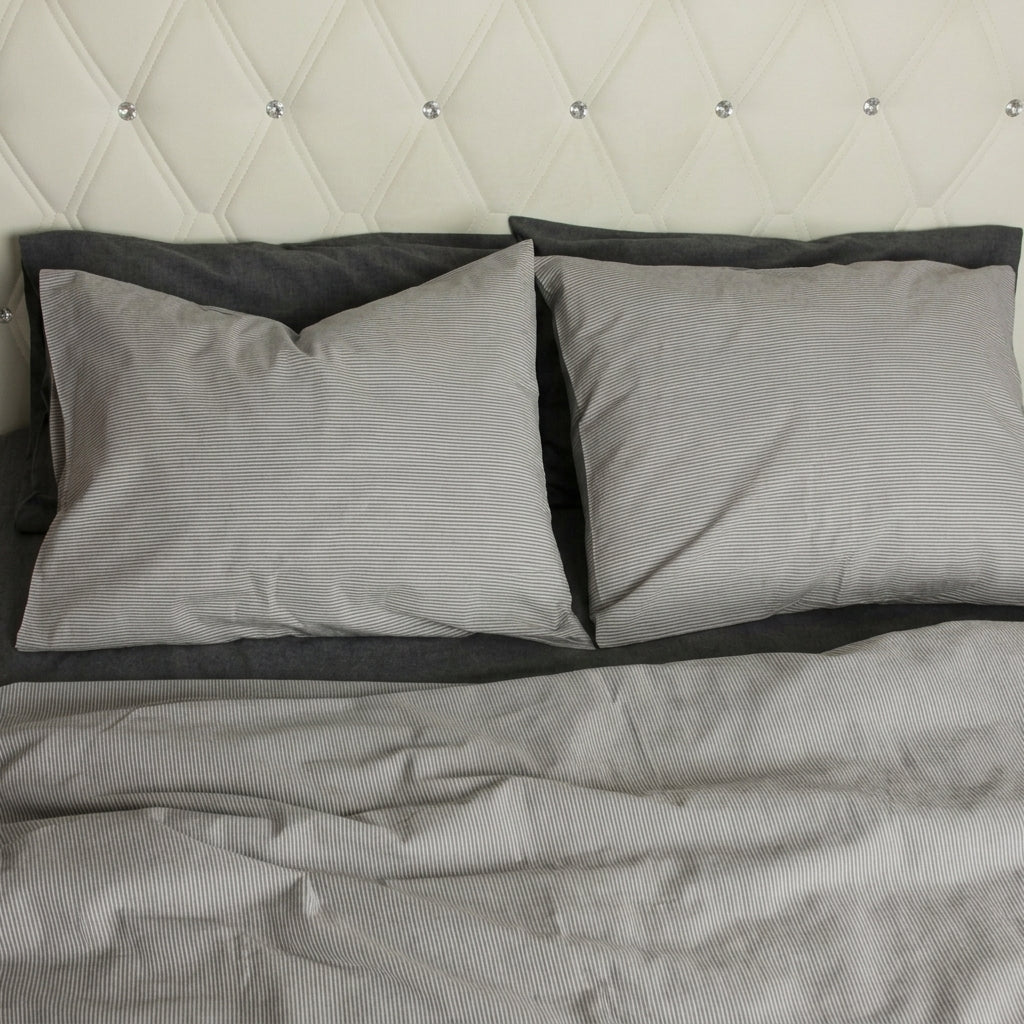 Parure de lit  100% Coton, effet lin