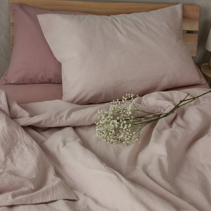 Parure de lit  100% Coton, effet lin