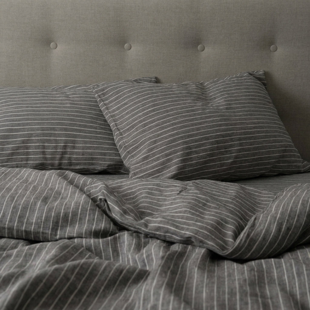 Parure de lit  100% Coton, effet lin