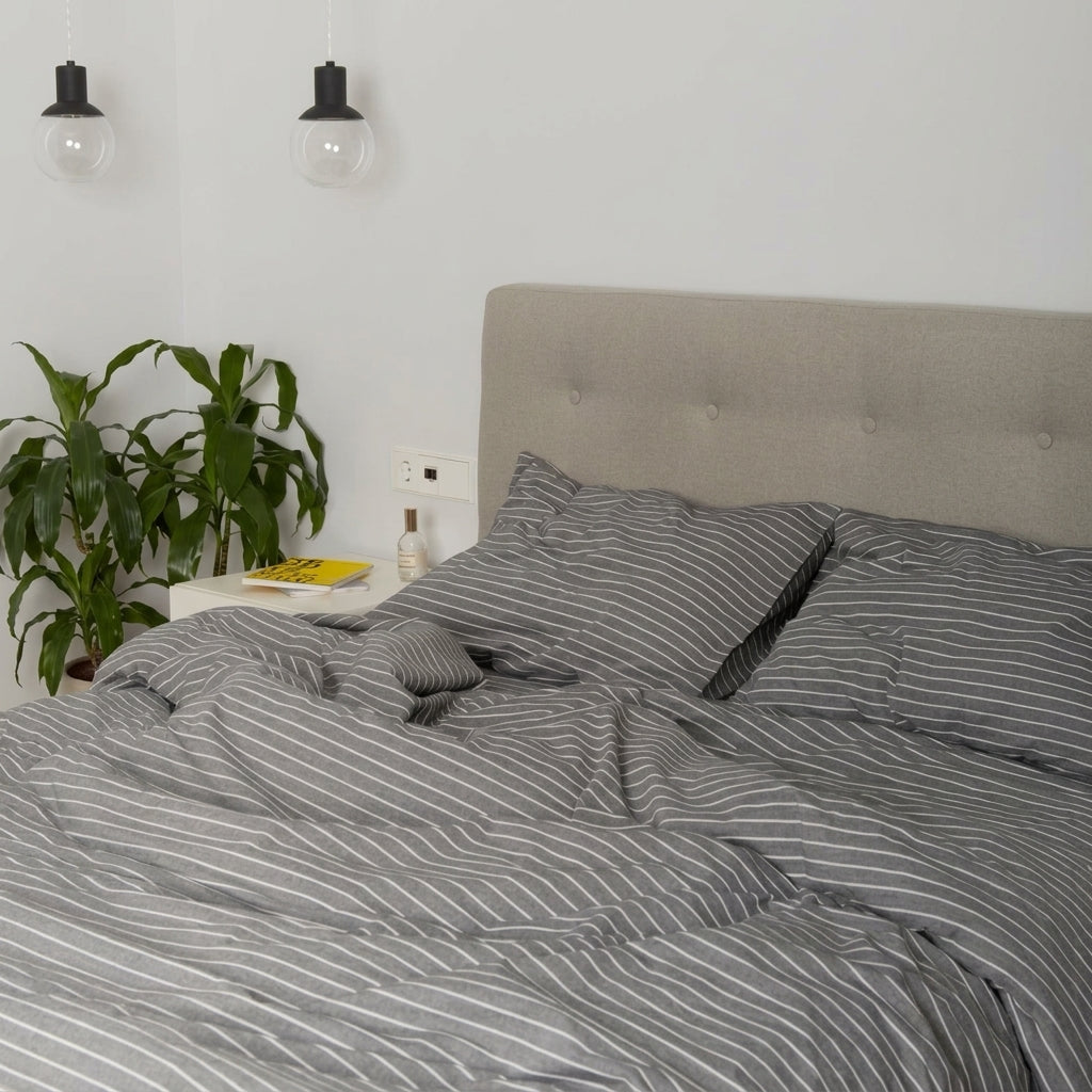 Parure de lit  100% Coton, effet lin