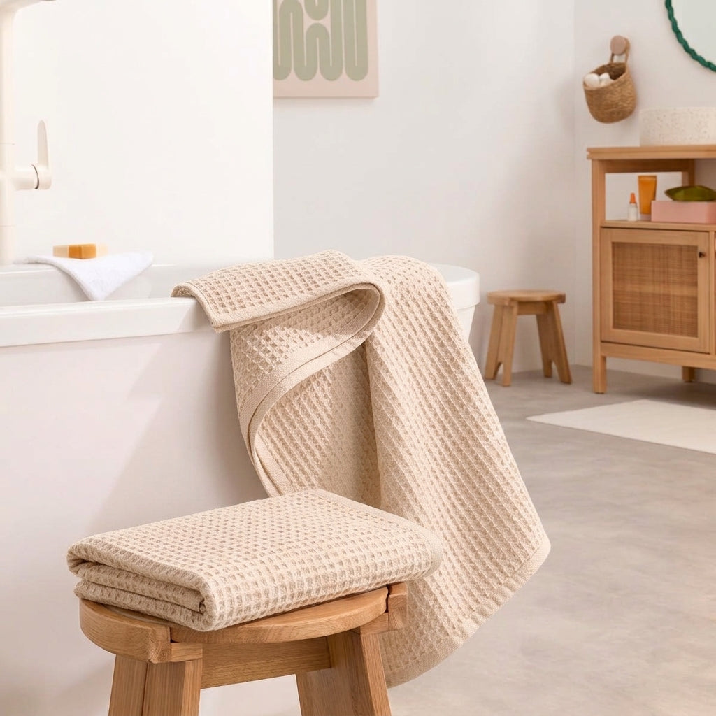 Pack 2 serviettes de bain nid d'abeille