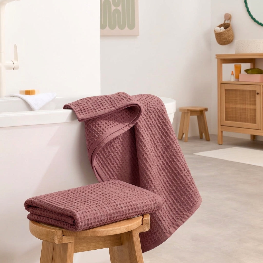 Pack 2 serviettes de bain nid d'abeille