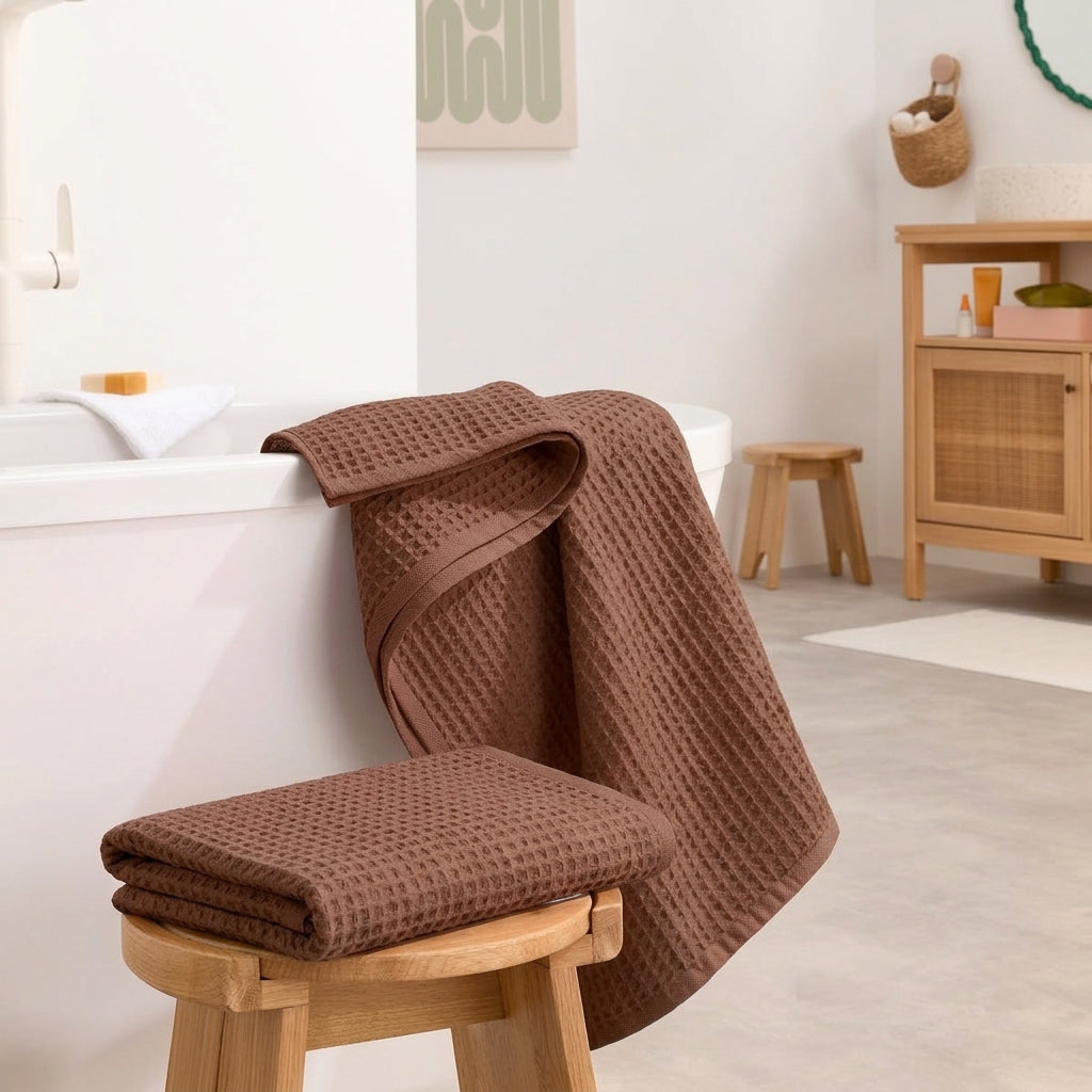 Pack 2 serviettes de bain nid d'abeille
