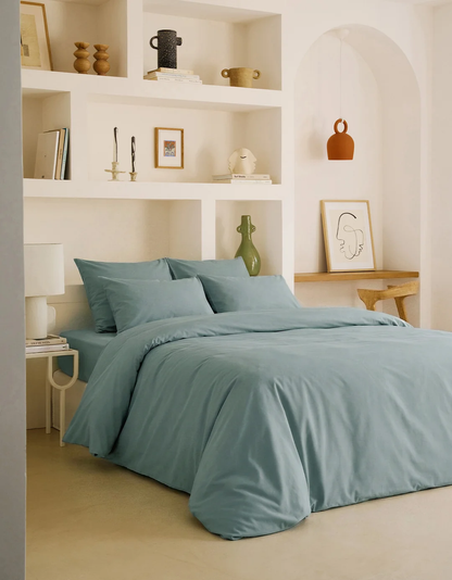 Parure de lit uni, 100% Percale de coton